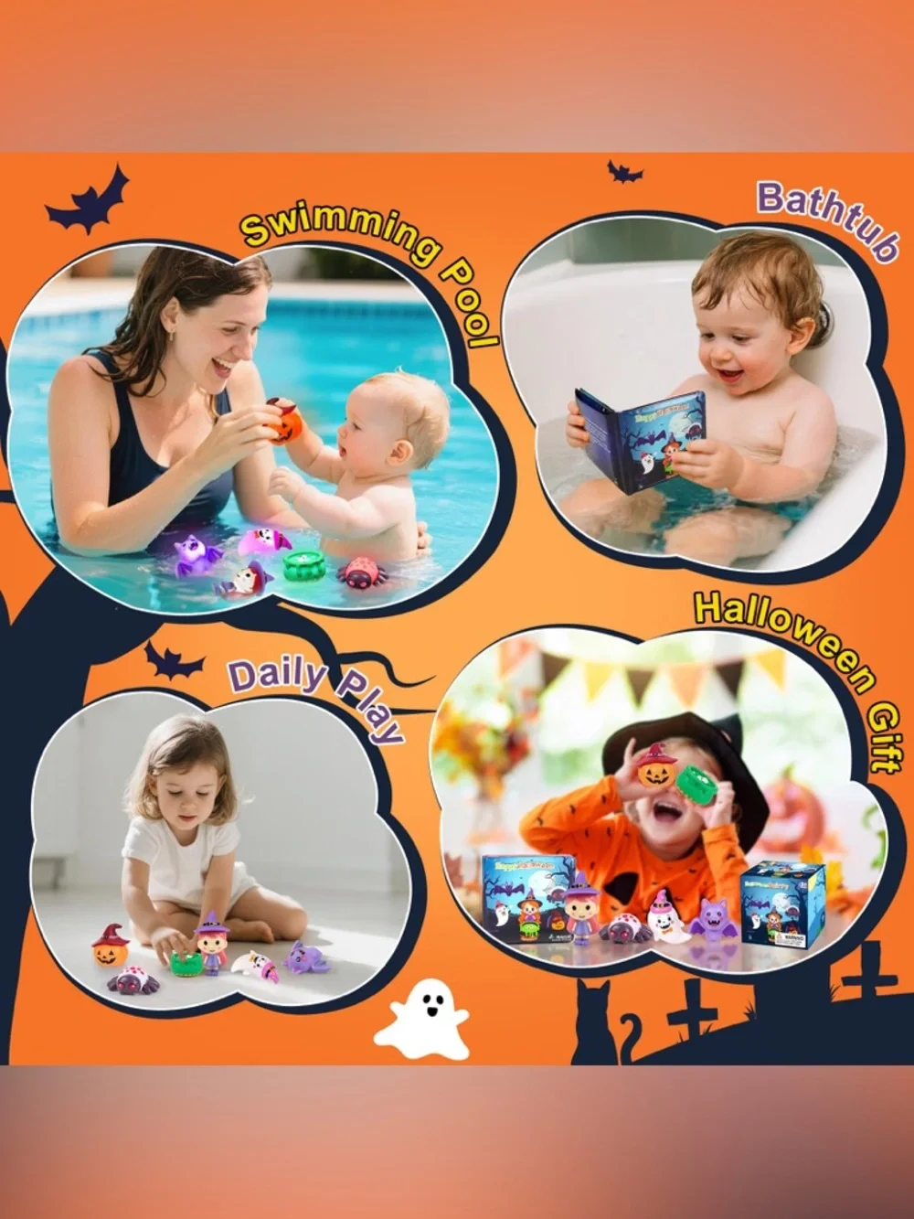 Halloween Kids Toy Light-Up Bath Set with Magic Book
